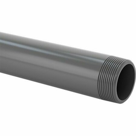 BSC PREFERRED Thick-Wall Dark Gray PVC Pipe for Water for Water Threaded on Both Ends 2-1/2 NPT 2 Feet Long 4687T19